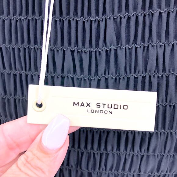 MAX STUDIO Women's Velvet Smocked Maxi Dress Medium Black Sleeveless NWT - Picture 10 of 12